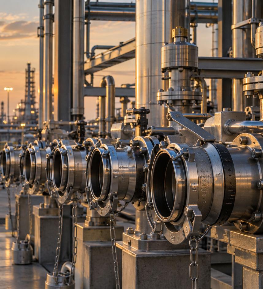 Refinery pipework and valves