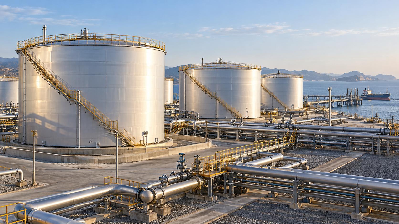Large storage tanks at a terminal