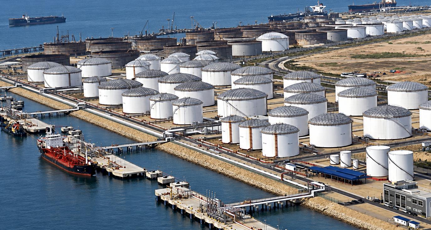 Coastal fuel storage tank farm
